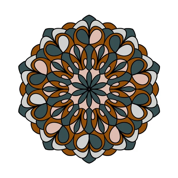 円形のパターン オレンジマンダラ タトゥー ステッカー 着色本のページ メンディのための装飾的な装飾 — ストックベクタ
