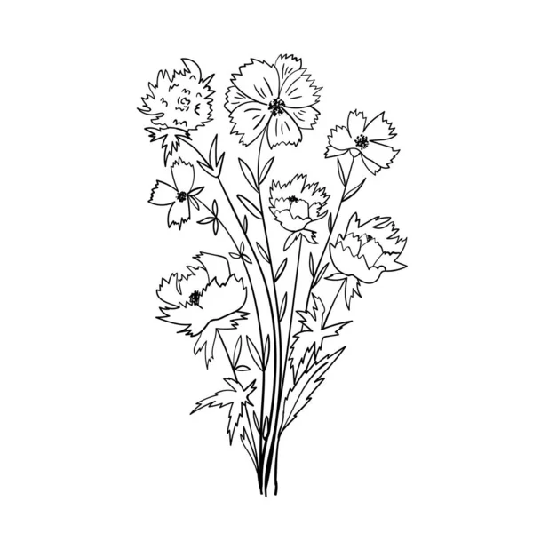 Квіткові Елементи Білому Тлі Векторні Ілюстрації — стоковий вектор