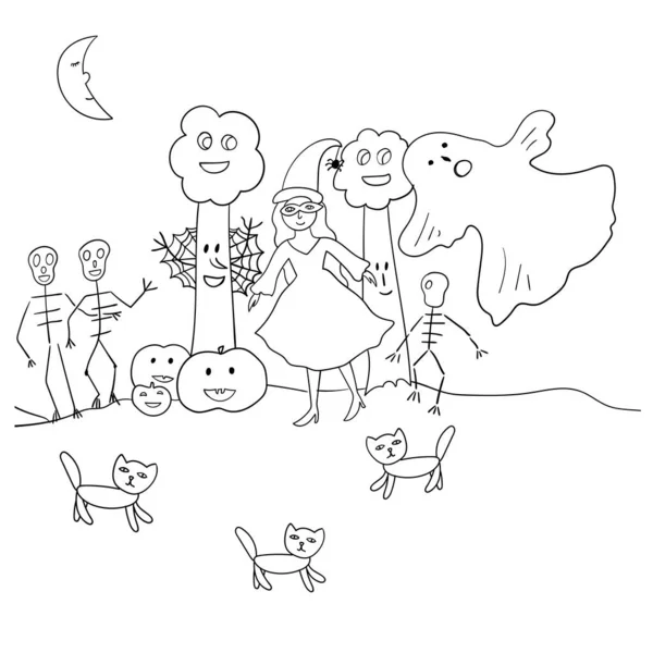 Illustrazione Halloween Disegnata Mano — Vettoriale Stock