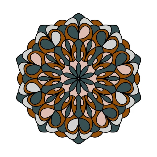 円形のパターン オレンジマンダラ タトゥー ステッカー 着色本のページ メンディのための装飾的な装飾 — ストックベクタ