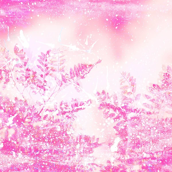 Зимний Пейзаж Снегом Деревьями Розовых Тонах — стоковое фото