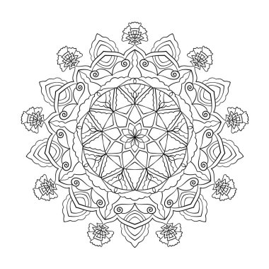 Çemberin içinde zarif soyut mandala deseni. Vektör illüstrasyonu.