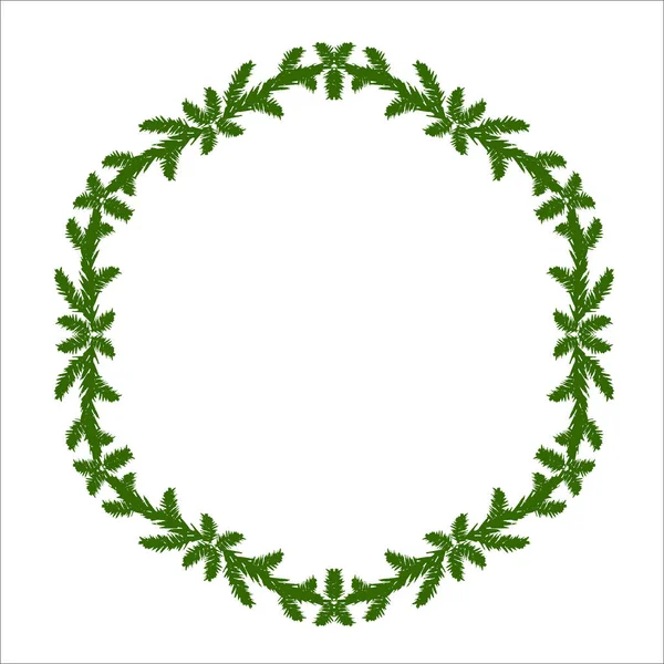 Green Wreath Pine Branches Vector Illustration — Stock Vector