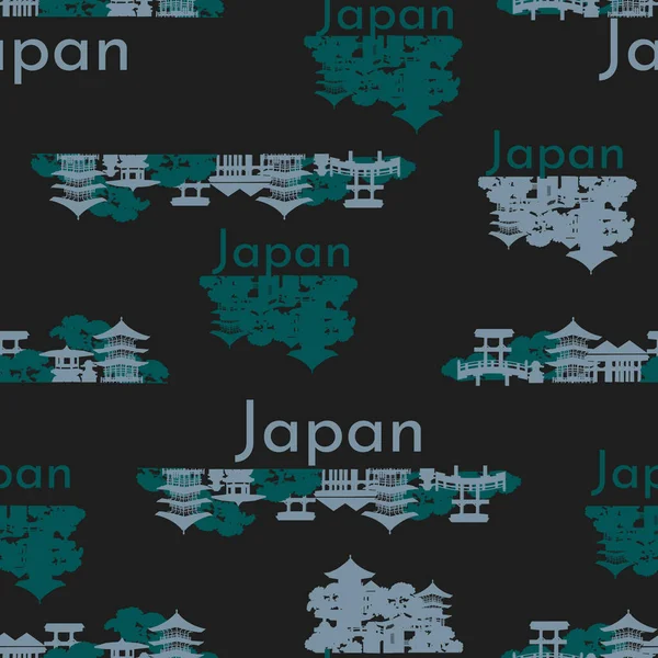 Ιαπωνικό Σκούρο Μοτίβο Χωρίς Ραφή Εθνική Αρχιτεκτονική Για Ύφασμα Και — Διανυσματικό Αρχείο
