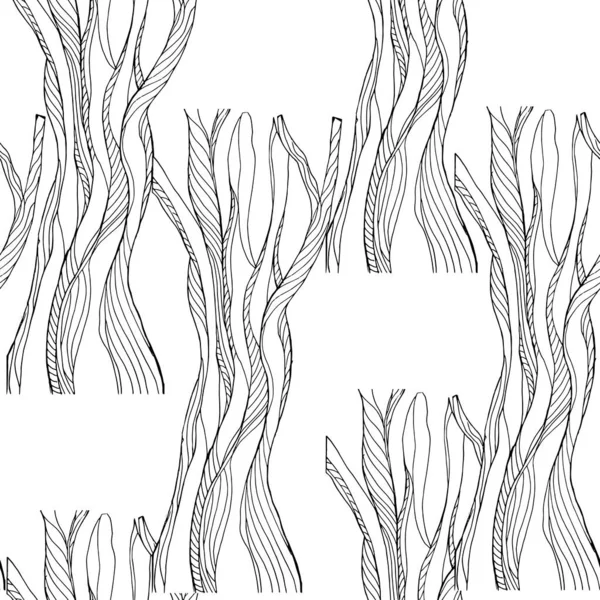 Безшовний Візерунок Пофарбованих Дерев Білому Тлі Чорно Біле Векторне Чорнило — стоковий вектор