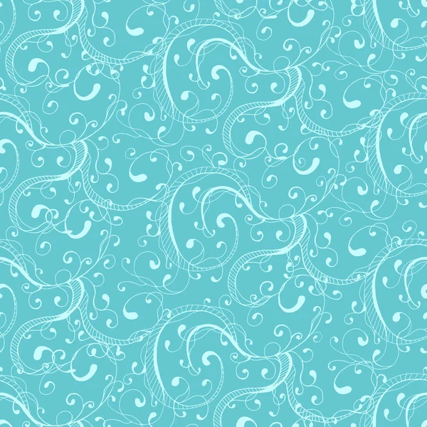 浅蓝色无缝抽象 卷曲和螺旋形 病媒水无穷无尽的模式 — 图库矢量图片