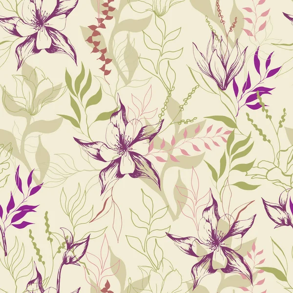 Fond Floral Vintage Pour Tissus Textiles Maison Illustration Vectorielle Des — Image vectorielle