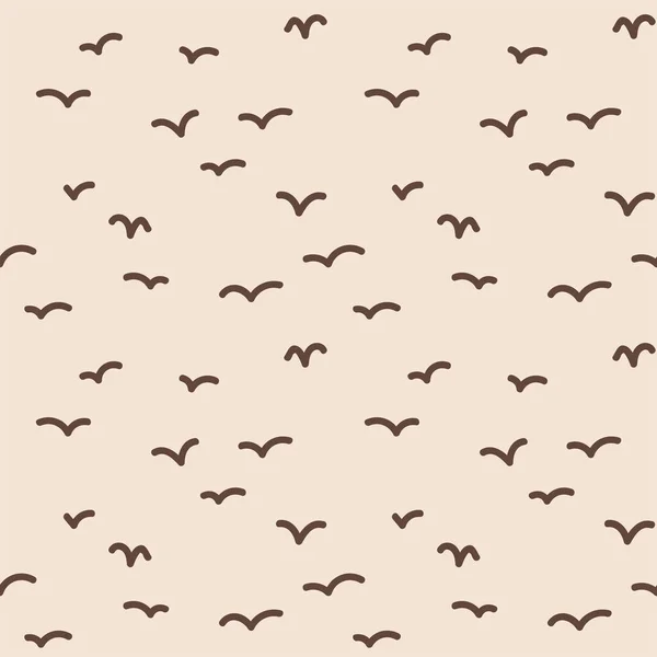 Eenvoudig Met Hand Geschilderd Abstract Patroon Van Vliegende Vogels Neutraal — Stockvector