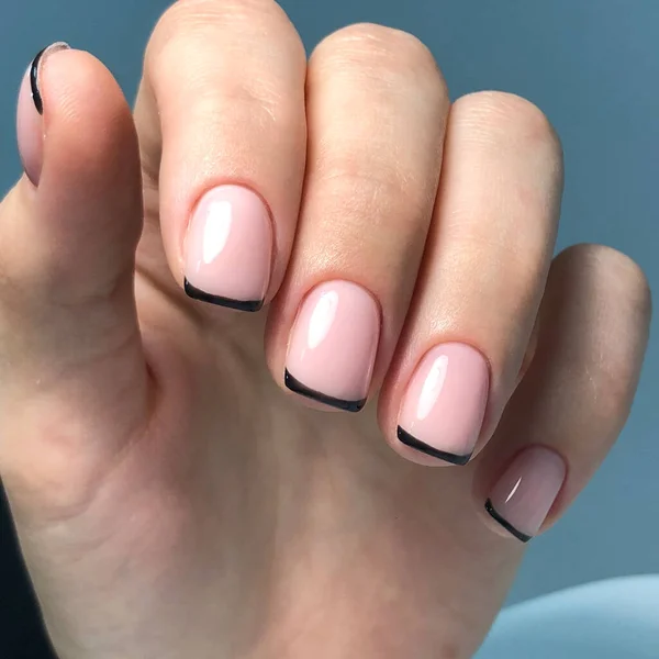 Manucure Française Sur Les Ongles Manucure Gel Vernis Ongles Spa — Photo