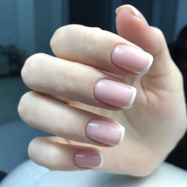 Manucure Française Sur Les Ongles Manucure Gel Vernis Ongles Spa — Photo