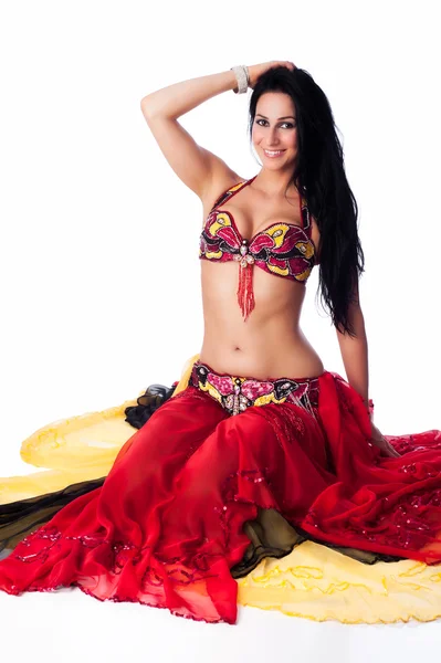 Beautiful Belly Dancer in a Red Costume — Stock Photo, Image