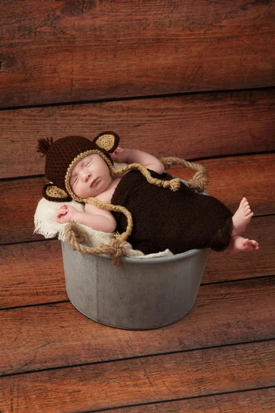 Newborn Baby in a Monkey Costume — Stock Photo, Image