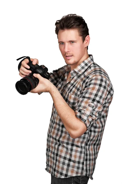 Φωτογράφος με μια φωτογραφική μηχανή — Φωτογραφία Αρχείου
