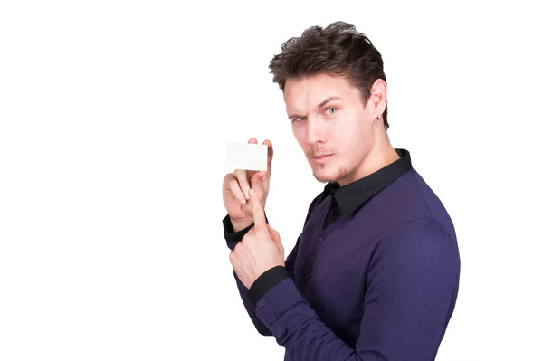 Man with business card — Stock Photo, Image