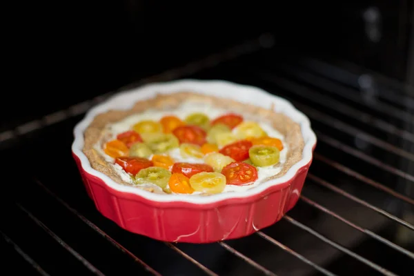 Baked Vegetable Tart Oven Baked Vegetable Tart Baking Dish Pie — Stock Photo, Image