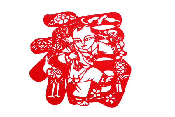 Китайская вырезанная бумага - с желанием вернуть Фува Фук Лой
