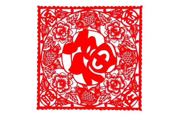 Çin kağıt kesme - dört bereket, nimet gözünde ayrı tutma balık