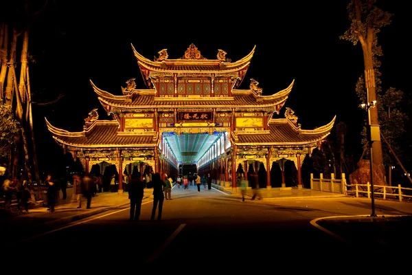 Bishan county of chongqing guanyin pond feuchtgebiet champion bridge promenade night — Stockfoto