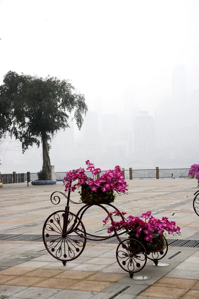 Nan'an District Nanbin Park จักรยานดอกไม้นามธรรมลอย — ภาพถ่ายสต็อก