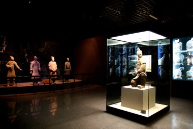Xian qin terracotta savaşçıları ve qin terracotta savaşçıları ve atları Müzesi gösteri atların