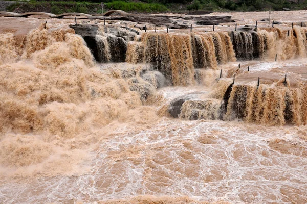 Poprzez miasto powiatu jixian hukou słynny Wodospad hukou żółtej rzeki — Zdjęcie stockowe