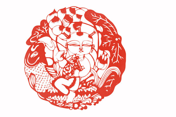 Pingyao древний город грилирует бумагорезку "Lotus Boy"
"