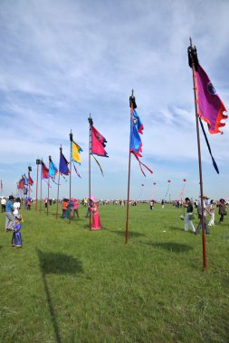 İç Moğolistan hulunbeier otlak chenbaerhuqi katılmak naadam Moğol çobanları banner ile