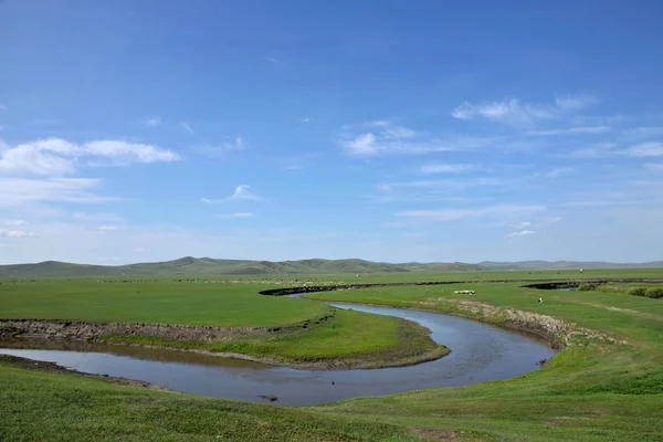 Inner Mongolia Hulunbeier "China's first Qushui" in mergel Golden Horde Khan Mongol tribes riverside grassland — Stock Photo, Image