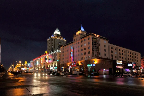 Manzhouli City, belső-Mongólia Hulunbeier éjszaka — Stock Fotó