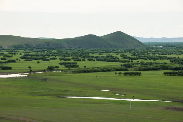 Inre Mongoliet hulunbeier förrut rot floden våtmarker — Stockfoto