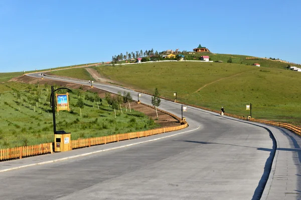 İç Moğolistan hulunbeier ergun şafak kök nehir Sulak alan park yolu — Stok fotoğraf