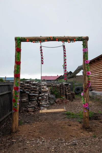 Innere Mongolei hulunbeier ergun Flussufer kleines Bauernhaus der "Schaukel" — Stockfoto