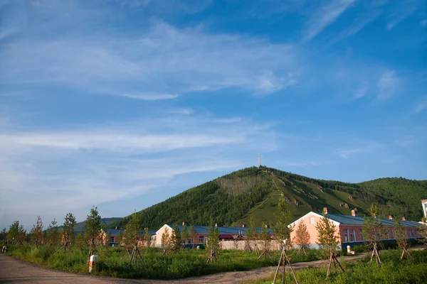 内蒙古自治区爾 ergun 泰興 lam コンデンセート グリーン mangui の地区の町 — ストック写真