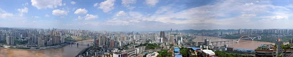 Jiangbei, Yuzhong District, south three Caiyuanba Yangtze River Bridge and the Jialing River Bridge panorama — Stock Photo, Image