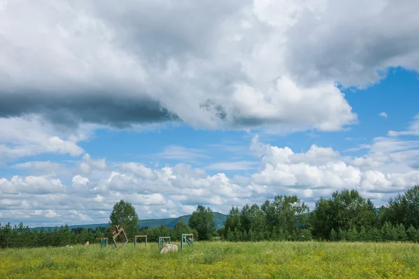 Daxinganling Denisa, provincie heilongjiang, severní polární vesnice arktické písčině hledá slovo "severní" asijská písma, set čtverečních ústa — Stock fotografie