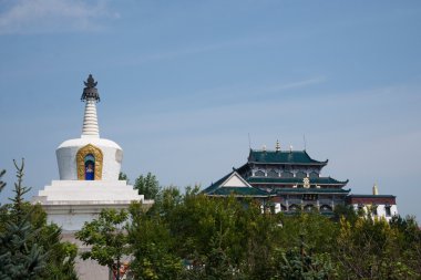 chagan Gölü biri ünlü tapınağı Tibet Budizmi Tibet barış---miaoyin baita Tapınağı