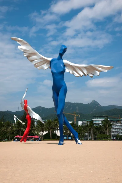 Provincia del Guangdong, scultura sulla spiaggia di Shenzhen Meisha — Foto Stock