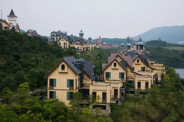 Shenzhen Stadt, Provinz Guangdong, Ost Dameisha Teestrom Tal Luxus Immobilien Villenbau — Stockfoto