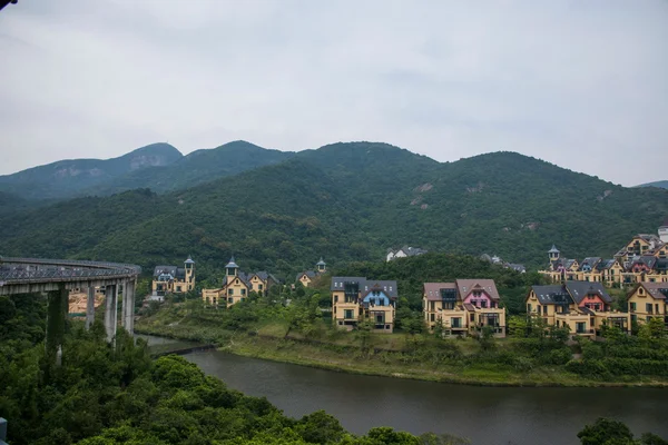 Πόλη Shenzhen, επαρχία Γκουανγκντόνγκ, Ανατολή dameisha τσάι ρεύμα κοιλάδα πολυτελή ακίνητα Βίλα κατασκευή — Φωτογραφία Αρχείου