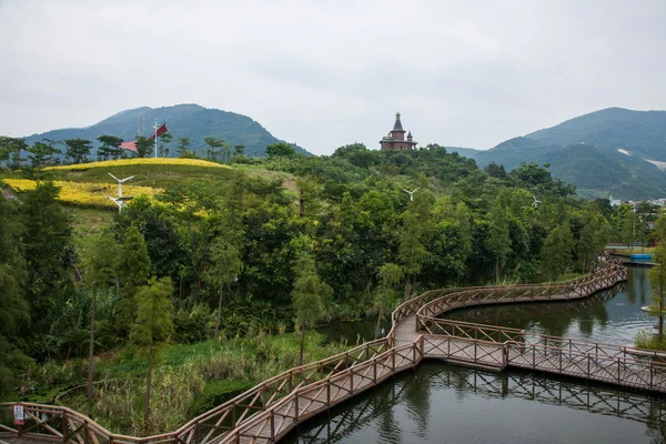 Shenzhen Stadt, Provinz Guangdong, East Dameisha Teetal Feuchtgebiete Brücken — Stockfoto