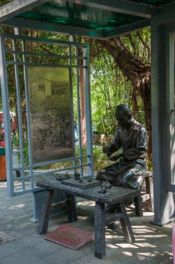 Shenzhen city, guangdong Eyaleti, Doğu dameisha çay akarsu Vadisi eski çay kasaba banpo sokak çay kültürü heykel portre