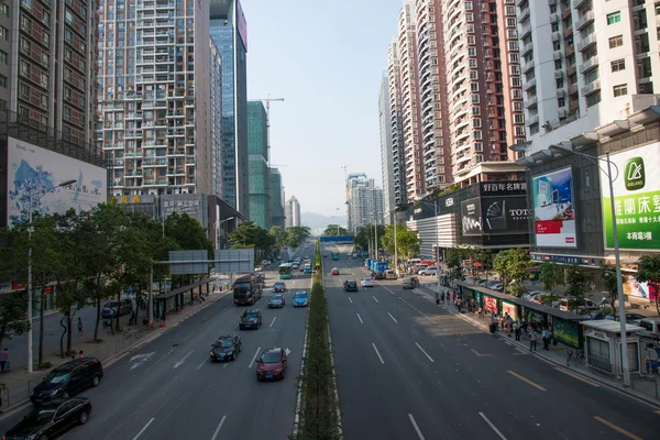 Shenzhen guangdong huafu cesta ulice — Stock fotografie