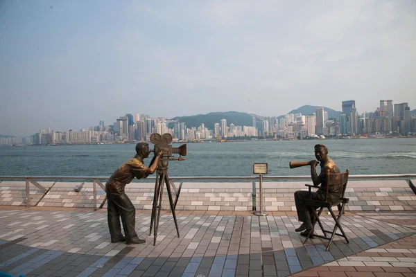 Victoria Bay, Kowloon, Hong Kong Avenue of Stars, скульптура сценического искусства — стоковое фото