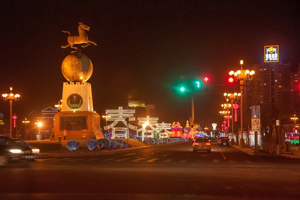 Jiayuguan의 도시의 밤 — 스톡 사진