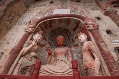 Tianshui maiji yedi dağ tapınakları heykeller