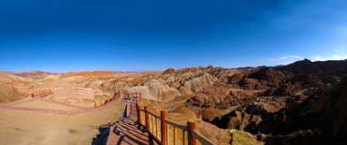 Zhangye danxia temizlemek ulusal jeolojik park panorama merak ediyor.