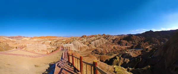 Zhangye danxia landform underverk geologiska nationalpark panorama — Stockfoto