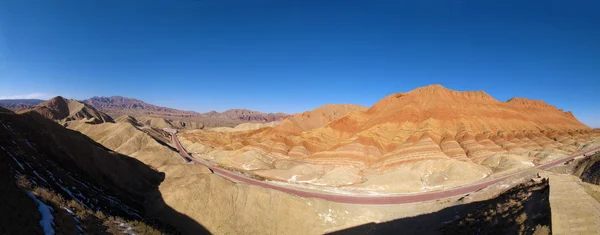 张掖丹霞地貌奇观的国家地质公园全景 — 图库照片