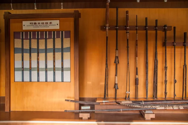 Zigong City, Sichuan Zigong Salt Museum shows the history right inclination correcting Salt , Salt test chamber and fill the cavity , Diao for poles and other technology adoption and use various tools — Stock Photo, Image