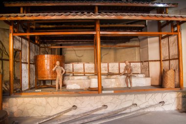 Zigong tuz müze vitrin teknolojik işlem modeli eski tuz alanın